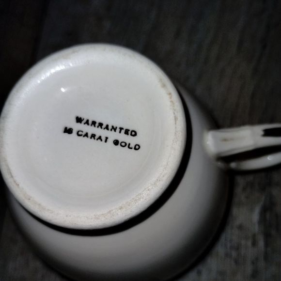 Eggshell NAUTILUS U.S.A D46N5 warranted 18 Carat Gold  (Tea cup and saucer) Vint - Picture 6 of 7